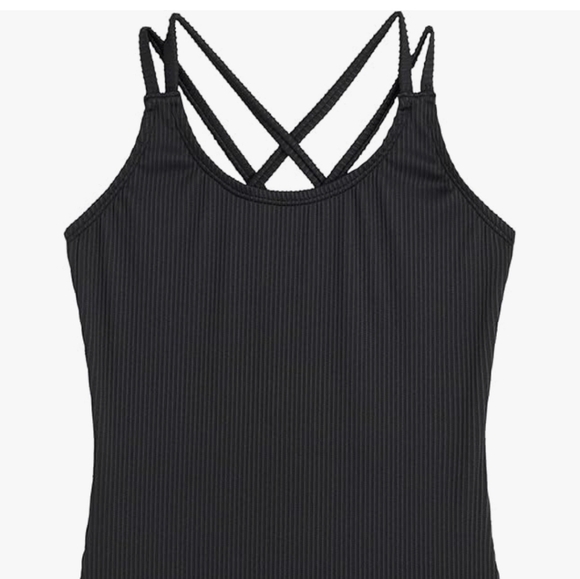 📣 Kanu Surf  🌊 Criss Cross One Piece🩱Black 🖤 Girls Swimsuit 🆕 Tags Size 14 - Picture 2 of 3